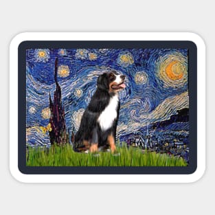 Starry Night Adaptation with a Bernese Mountain Dog Sticker